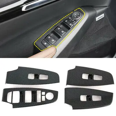 

LHD Carbon Fiber Door Window Lift Switch Panel Cover 4pcs For Kia Seltos 19-20