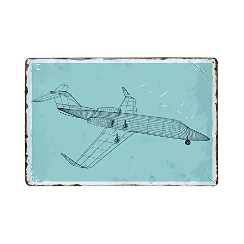 Винтажный металлический плакат с изображением самолета 8x12 дюймов | Дом и сад