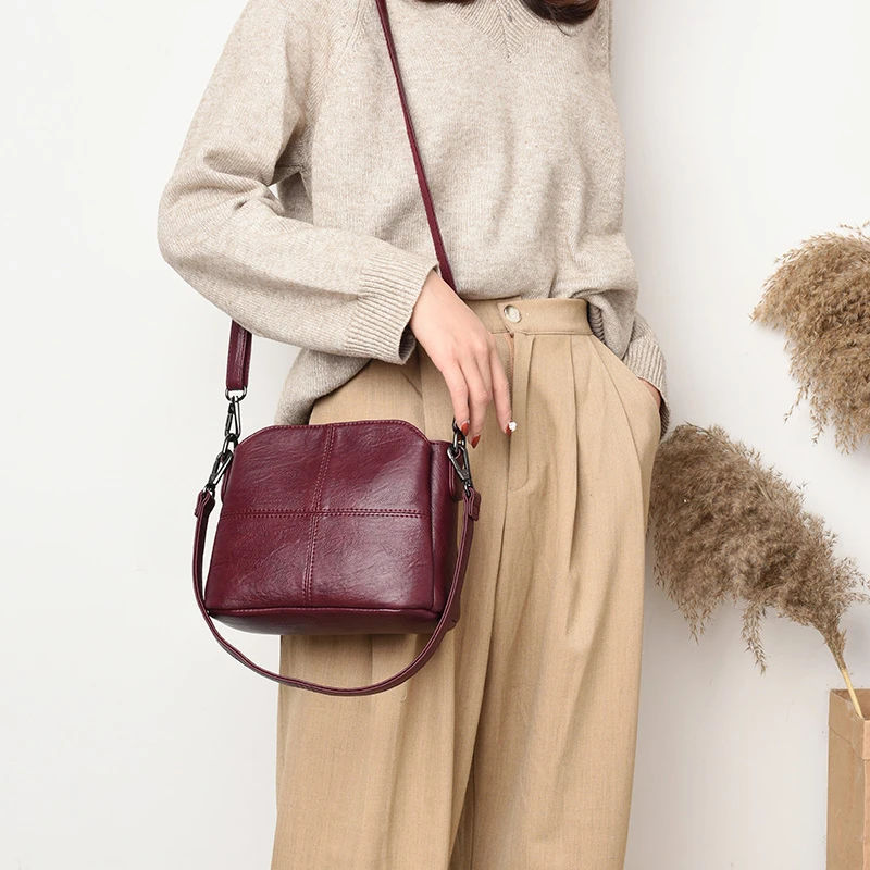 

Leather Bags high quality fashion Women Totes Bag Handbag Ladies Solid color Simple Women's Shoulder Messenger Bag