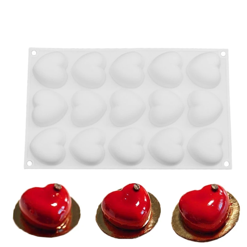 

Силиконовая романтическая 15 Форма для мини-тортов в форме сердца для шоколадных десертов, пудинга, выпечки, тортов, форм для украшения инстр...