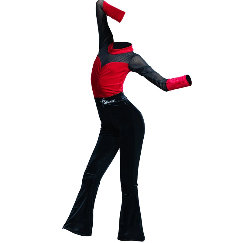 

2020 Latin Dance Costumes For Girls Children Latin Dance Velvet Split Pants Suit Kids Latin Dance Performance Clothes