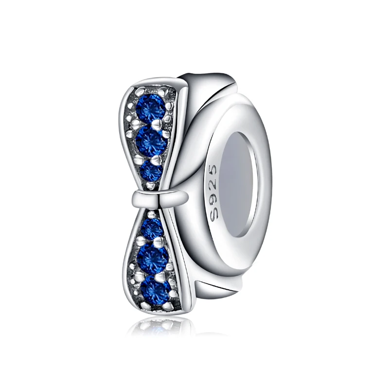 Fashion Bow Crystal CZ 925 Sterling Silver Charms Stopper Beads Fit Original Pandora Charm Bracelets bangles Jewelry making | Украшения и