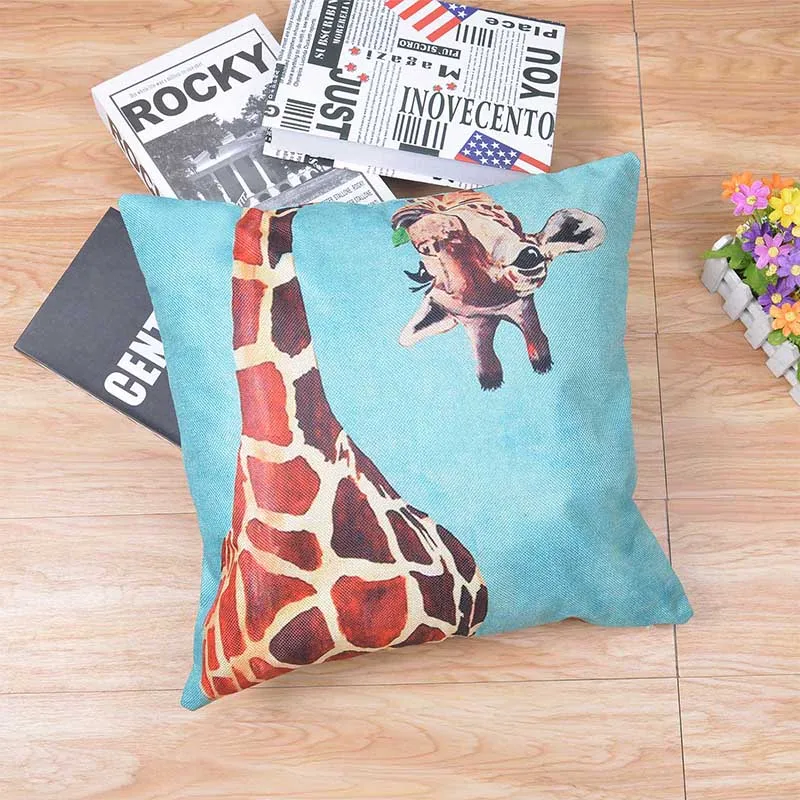 Двухсторонняя печать креативный Жираф Морден стиль хлопок или Лен моющийся
