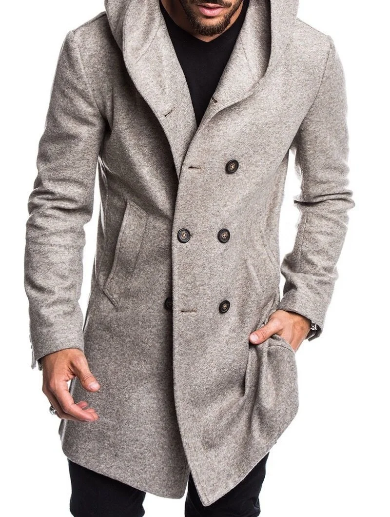 

Новинка, мужская куртка из смешанной шерсти, теплый повседневный модный мужской длинный тренчкот, мужские пальто и куртки, Мужская ветровка