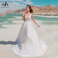 bohemian wedding dress 2022 simple chiffon backless lace appliques beach bride dress wedding party gown vestidos de novia