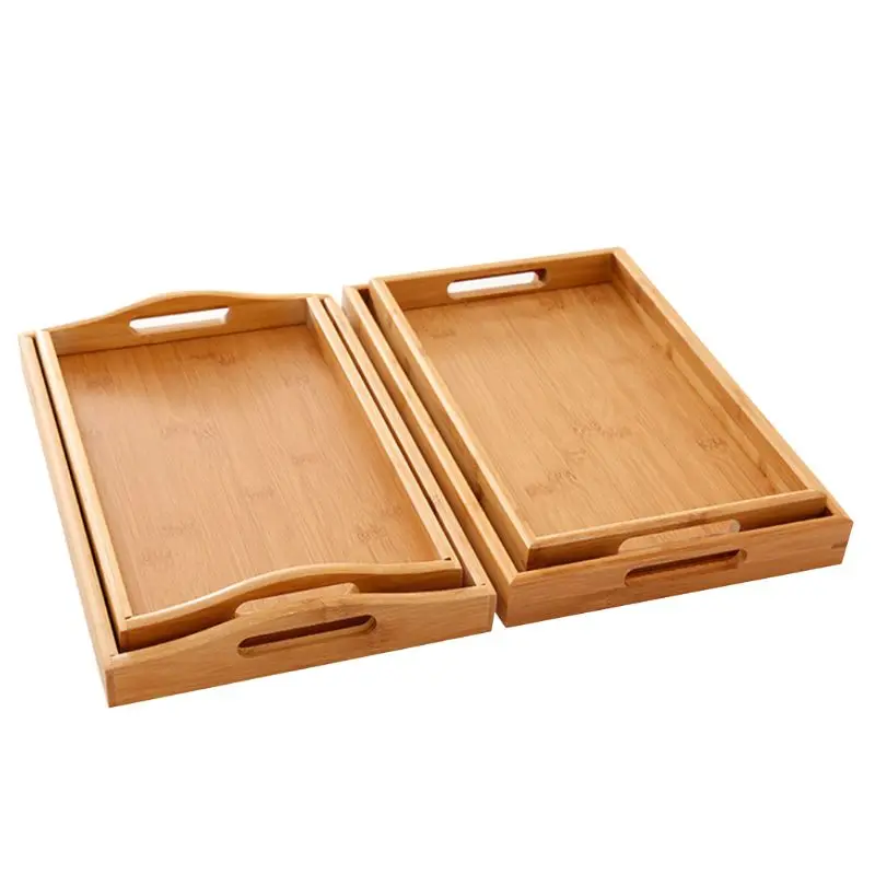 

Serving tray bamboo with handles,tea tray, bar tray, breakfast Tray food tray