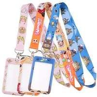 jf1233 kawaii cat japanese anime lanyard for key mobile phone hanging rope keycord usb id card badge holder diy lanyards