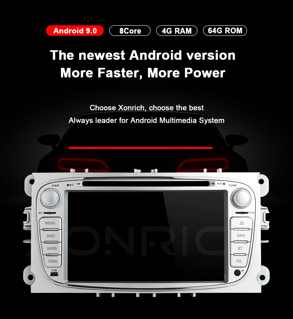 IPSDSP 4 Гб 64 г 2 din Android 9 Автомобильная магнитола мультимедиа для Ford Focus 2 3 mk2 Mondeo 4 Kuga Fiesta TransitConnect S-MAXC-MAX 8 ядерный