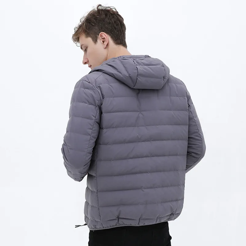 Down Jacket Men's New Lightweight Short Hooded Fashion Loose Slim Coat Large Size Autumn and Winter