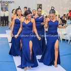 Женское длинное платье подружки невесты Eeqasn, синее платье невесты с разрезом и V-образным вырезом, нестандартное платье для свадебной вечеринки, 2020