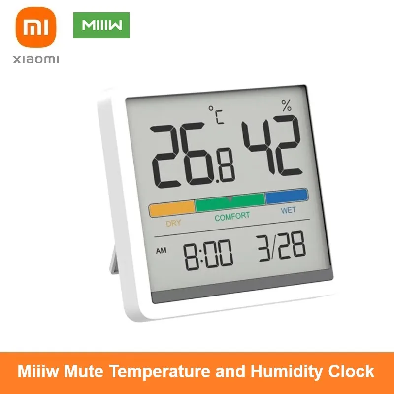 

Xiaomi Miiiw Mute High-precision Temperature and Humidity Clock Home Baby Room C/F Moisture Monitor Meter 3.34 inch LCD Display