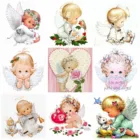 Алмазная живопись с маленьким ангелом, мозаика 5D, сделай сам, искусство, полная вышивка, мультяшный портрет, вышивка крестиком, Набор наклеек на стену, декоративный набор