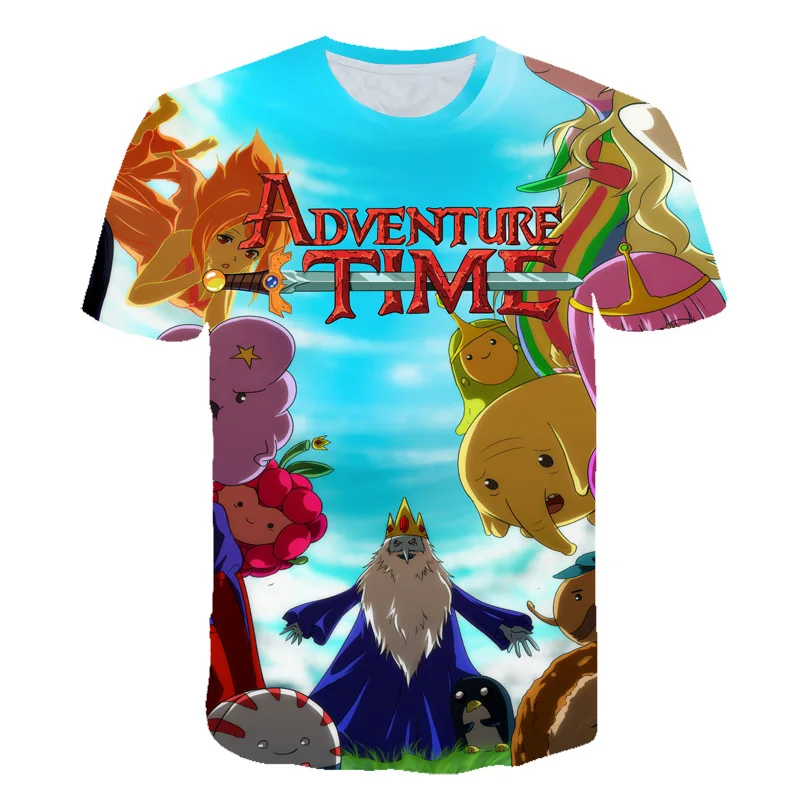 Детские футболки с 3D принтом Adventure Time модные летние короткими рукавами