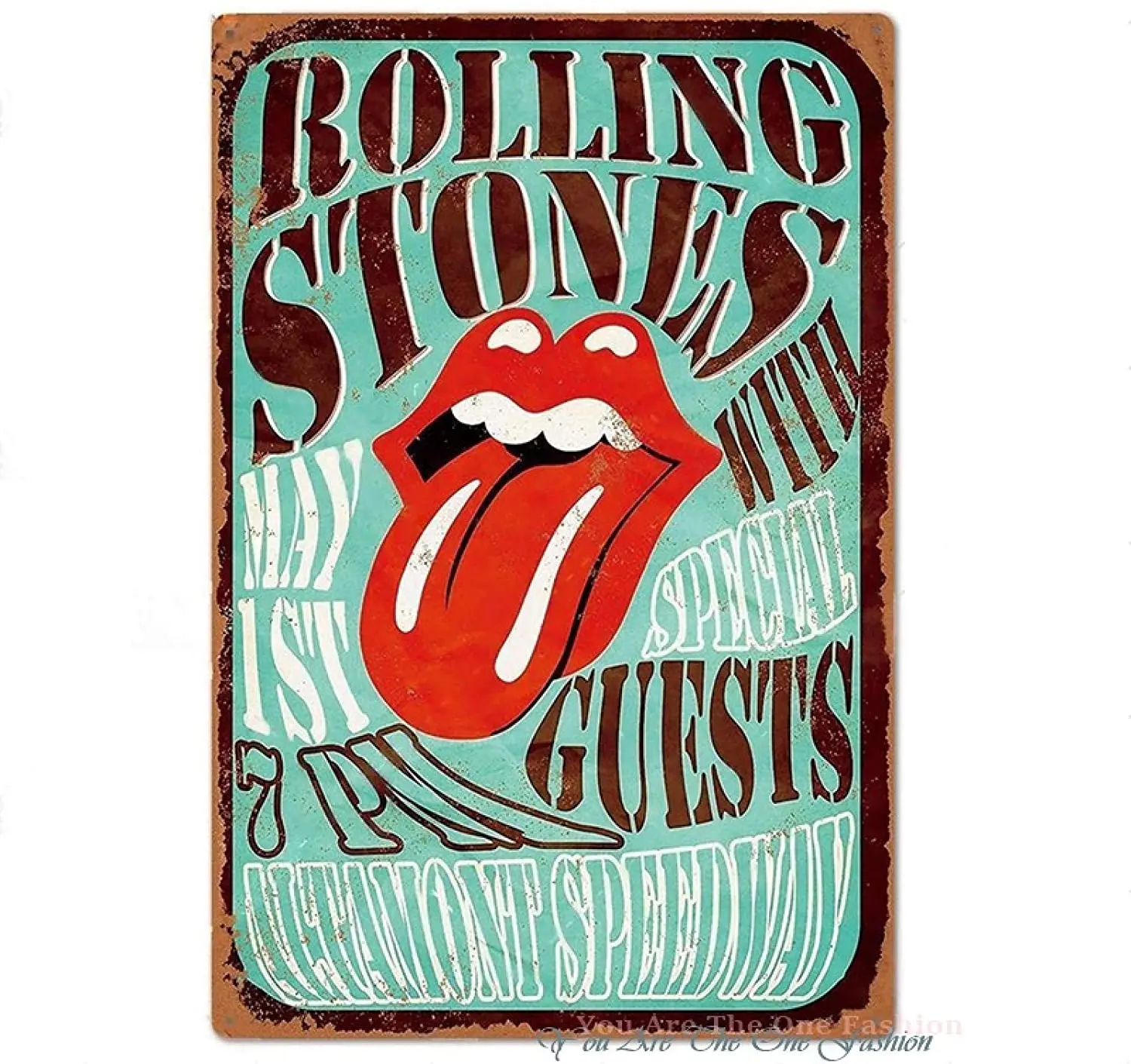 

ZHUOYUETT Tin Sign Plate Rolling Stones Wall Decoration Metal Sign Painting Poster Wall Plaque Metal Sign Art Club Tavern 30x20