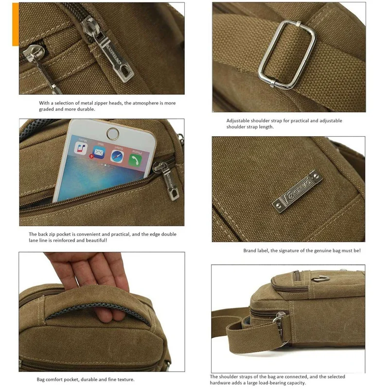 Мужская сумка на плечо Холщовая Сумка для мужчин мессенджер повседневные