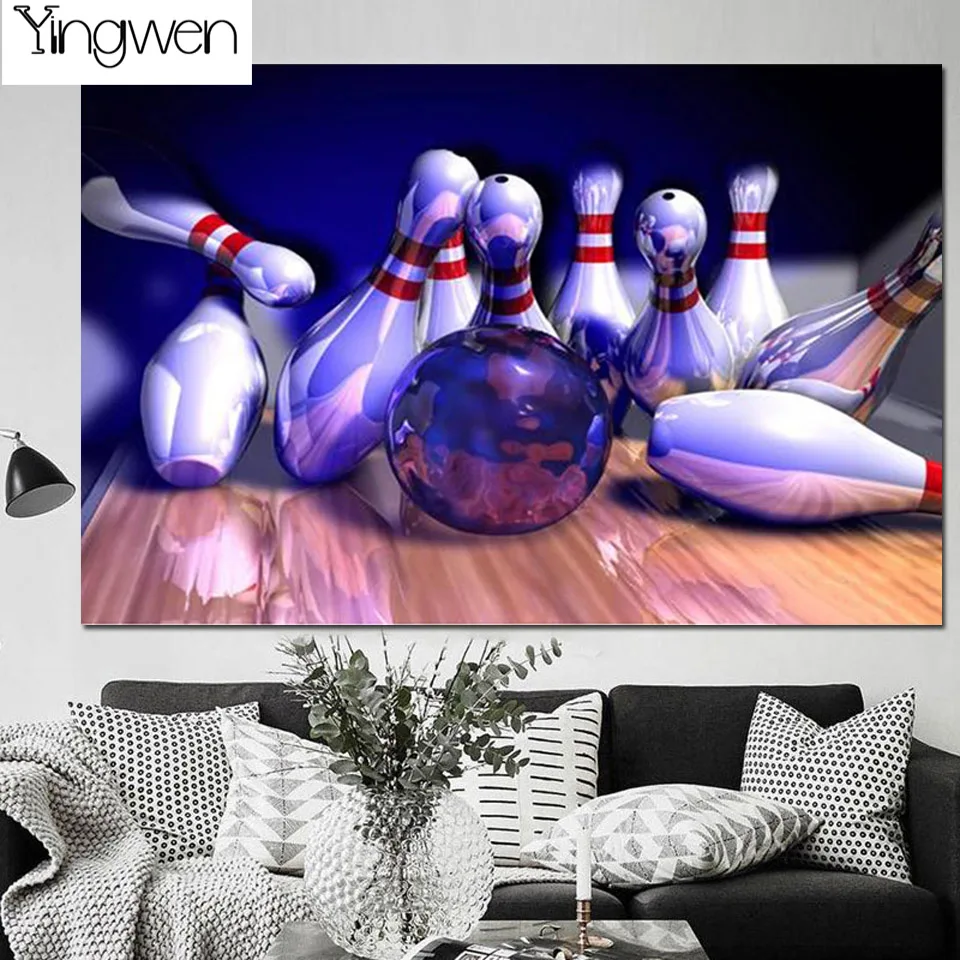 

DIY Diamond Painting Bowling Home Run Full Diamond Embroidery 5D Resin Rhinestones Cross Stitch Kits Needlework Art Home Decor