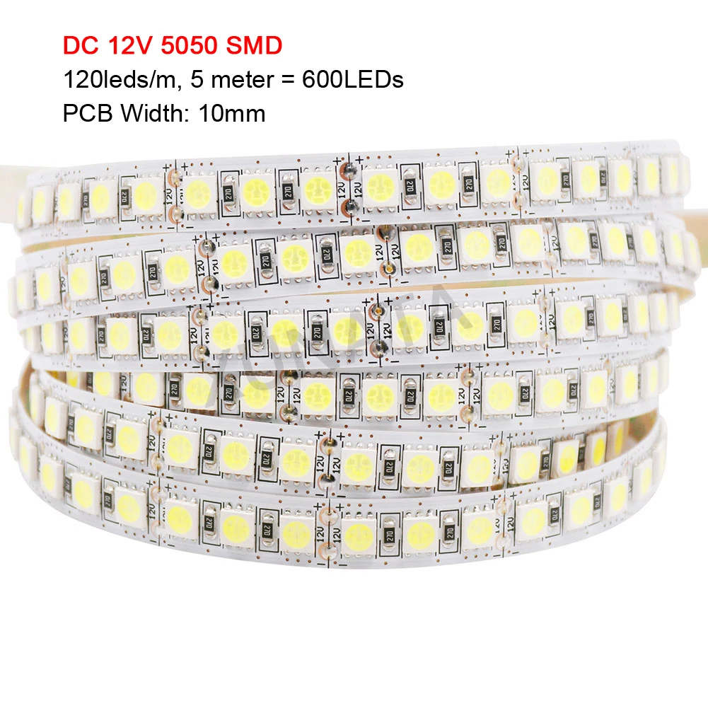 12 В 5050 2835 светодиодная лента SMD 5054 5630 5 м гибкая ленсветильник световые полосы
