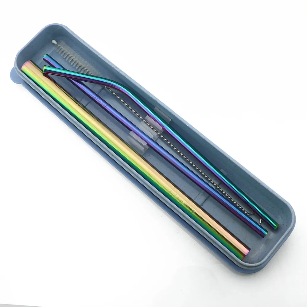 5Pcs/Set Metal Reusable Drinking Straw 304 Stainless Steel Wide 12mm Eco Friendly With Cleaner Brush Box | Дом и сад