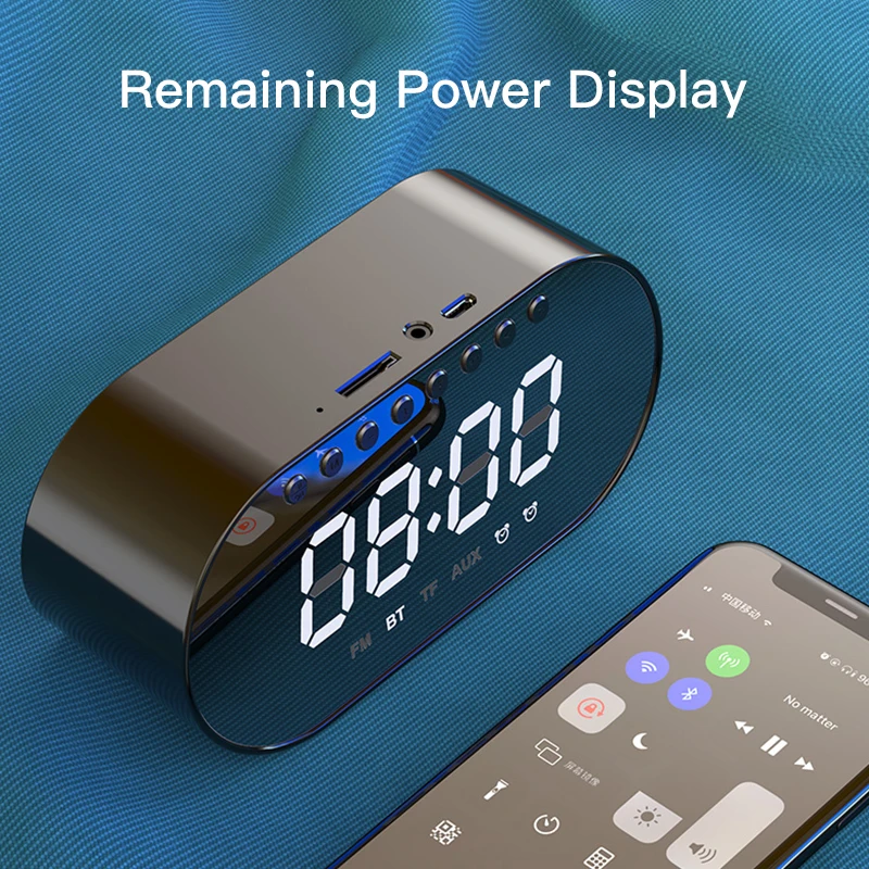 Bluetooth-Колонка портативная с зеркальным будильником беспроводной динамик