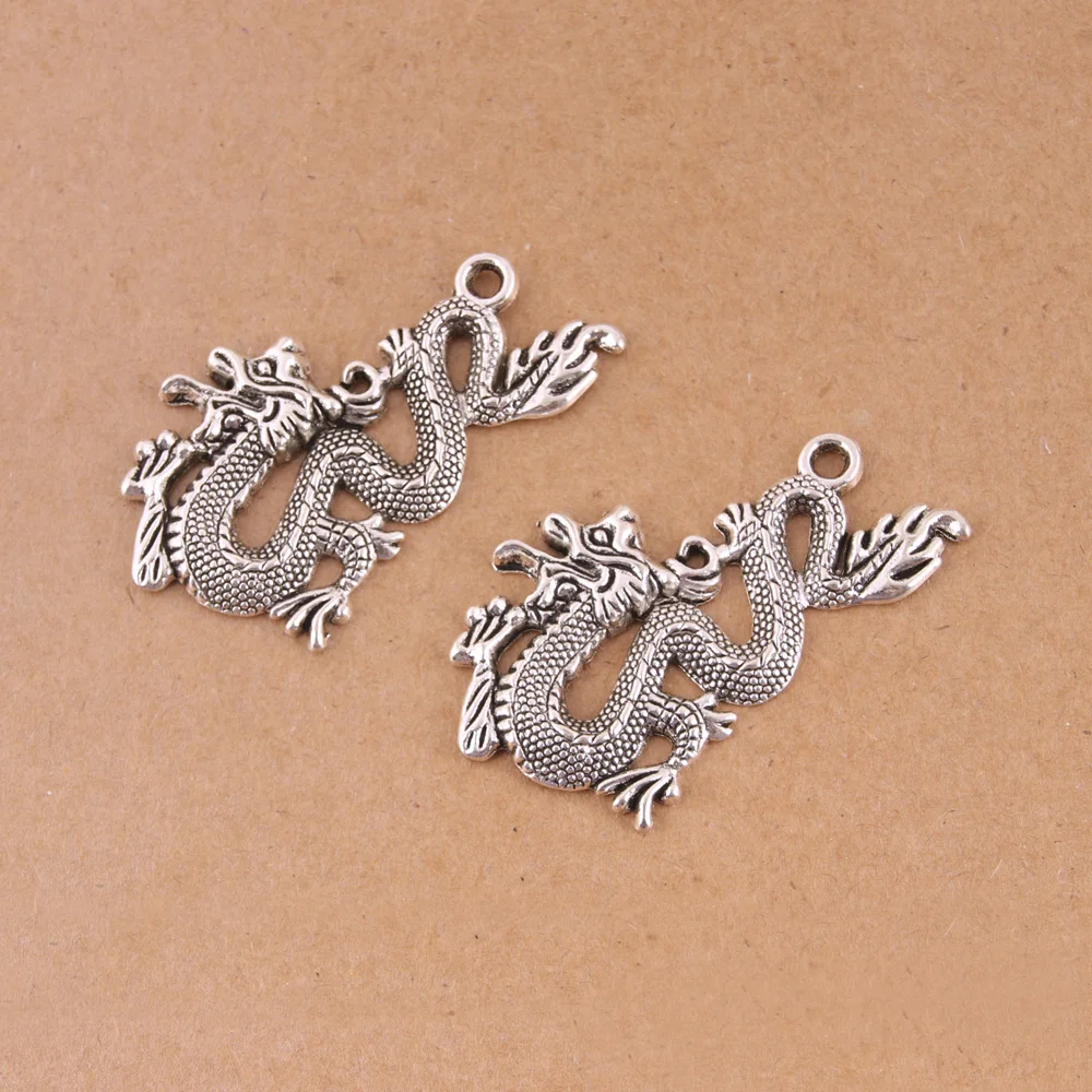 2 шт. подвески в виде китайского дракона серебряного цвета|pendants for bracelets|silver dragon