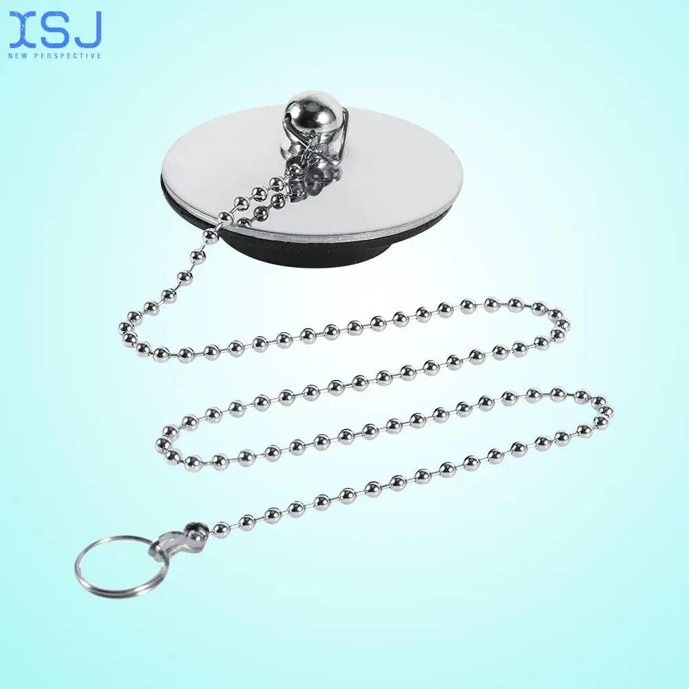 

Hole Filter Trap Acogedor Bathtub Drain Stopper Kitchen Bathroom Sink Solid Chrome Metal Plug with Chain Hair Catcher Stopper