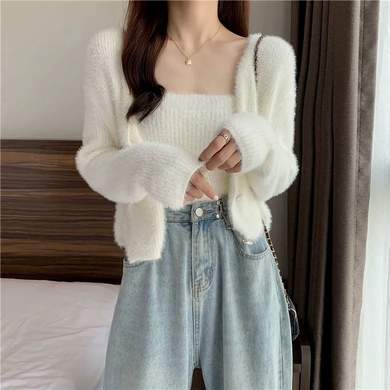 Кардиган женский облегающий однотонный верхняя одежда для студенток Милая