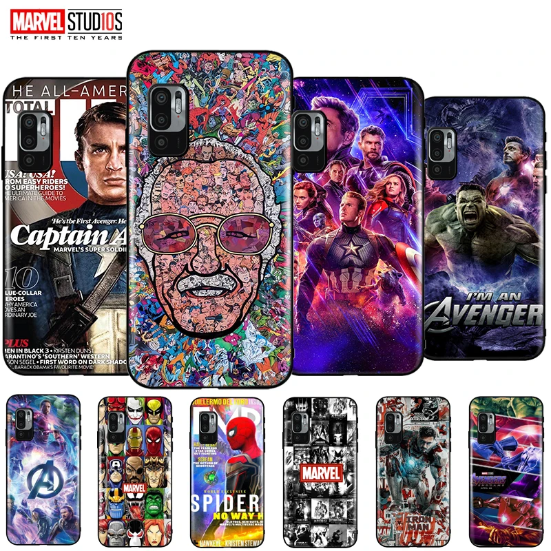 

Marvel Avengers Phone Case For Xiaomi Redmi Note 10 10T 5G Soft Funda Cover Iron Man Captain America Spider Man Hulk Deadpool