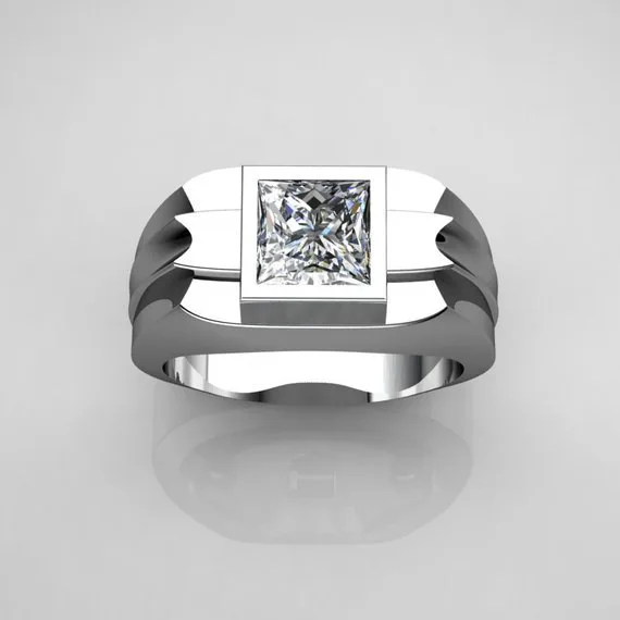 New Fashion Silver color Square Cubic Zircon Rings Anel for Men CZ Crystal Wedding Engagement Jewelry | Украшения и аксессуары