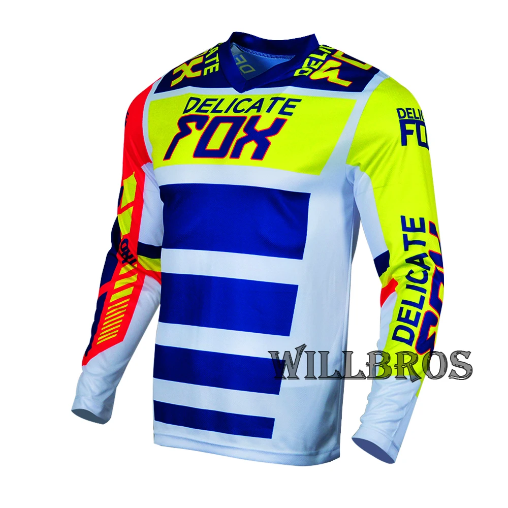 Free Shipping 180 Falcon Nirv White FLO Yellow Jersey Delicate Fox ATV Dirt Bike Motocross DH MTB MX Mountain Offroad