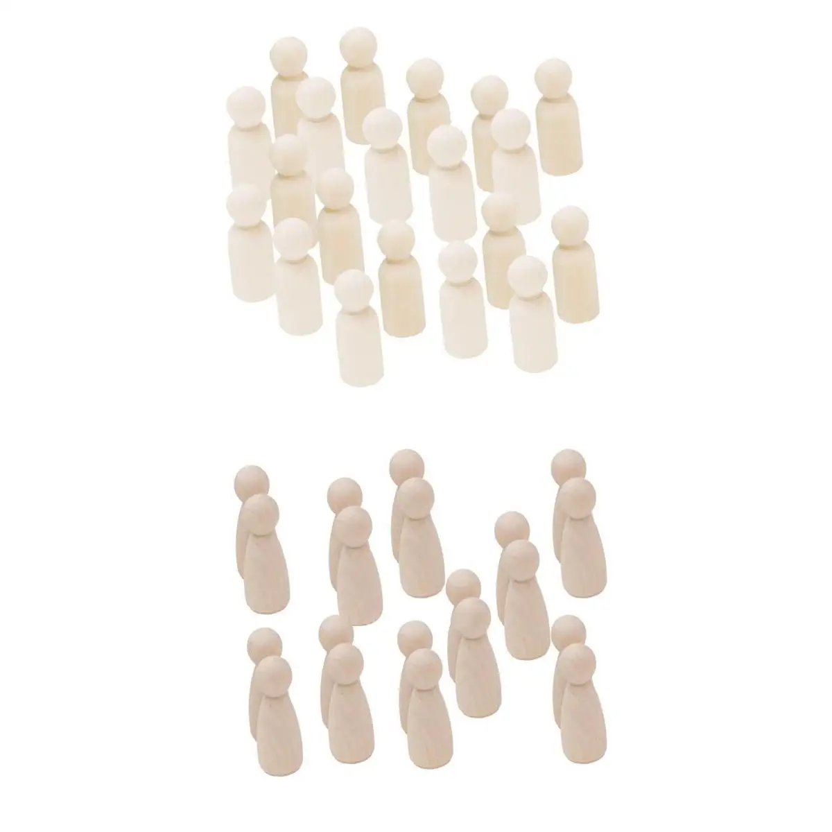 

40x Wooden People Peg Dolls, Male, Female, 35mm for painting or staining diy