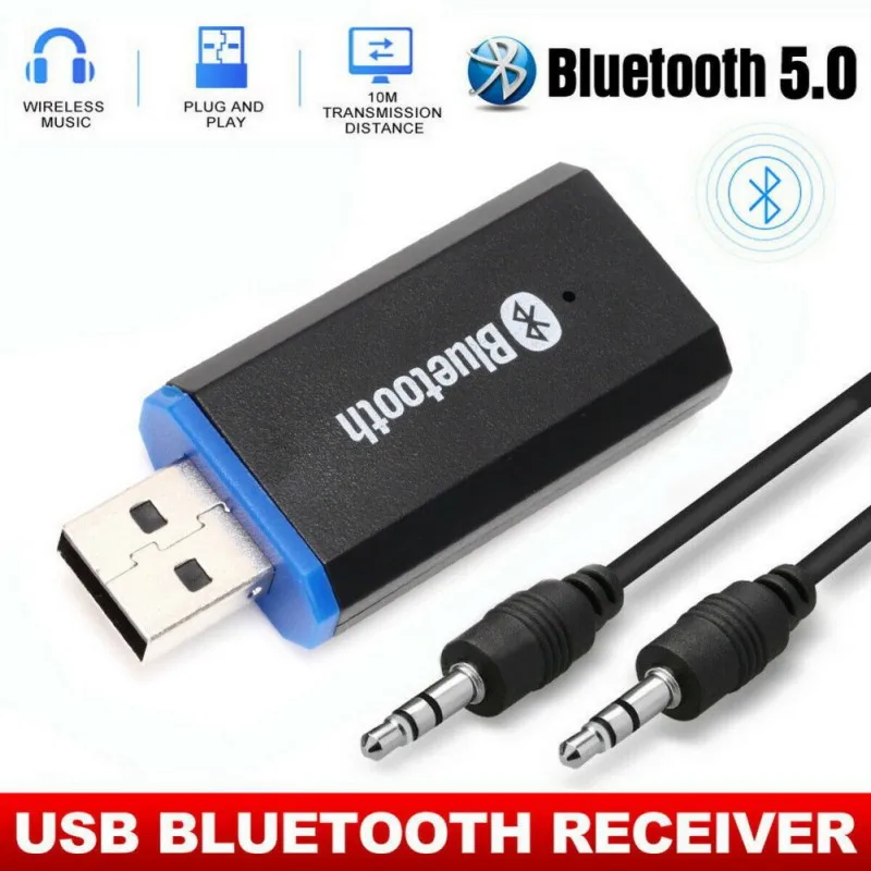 Hot New USB Bluetooth 5.0 Receiver 3.5mm Port Wireless Adapter For TV PC Headphone Speaker Black | Мобильные телефоны и
