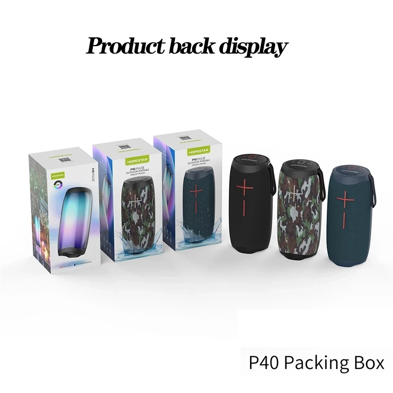 

HOPESTAR-P40 TWS Bluetooth Speaker Box Ambient Light Wireless Subwoofer Caixa De Som Portable Outdoor Column Amplifier FM Radio