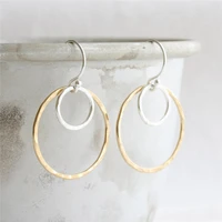 925 silver hammered circle earrings silver jewelry minimalism oorbellen brincos vintage pendientes boho earrings for women