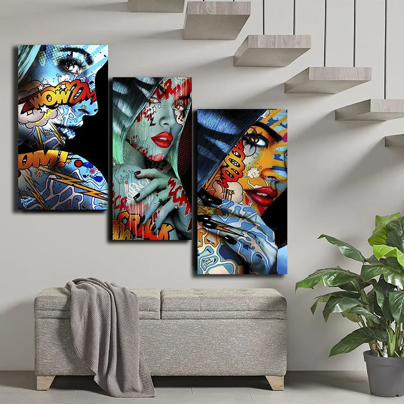 

Graffiti Women Portrait Oil Painting Poster And Prints Wall Decor For Living Room Canvas Painting Wall Art Picture Home Posters