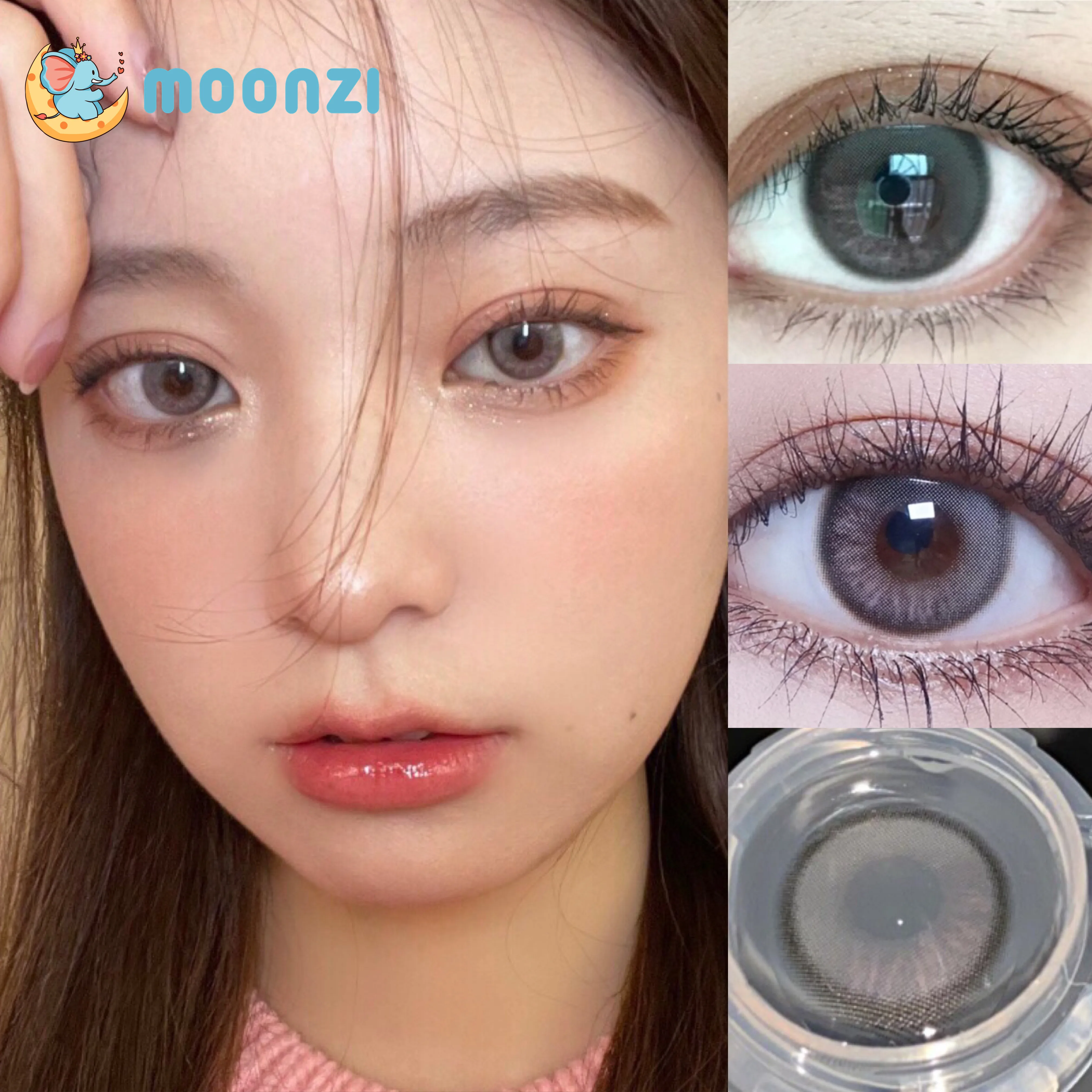 

MOONZI poet gray pink contact lens for eyes small beautiful Pupil Colored Contact Lenses cosplay yearly Myopia prescription