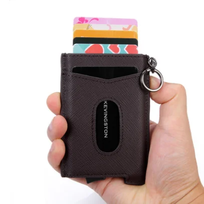 coffee cow leather Деловой смарт-кошелек из натуральной воловьей кожи, RFID держатель для карт, тонкий Противоугонный защитный ID держатель, алюминиевая коробка, чехол для карт - Цвет: coffee cow leather