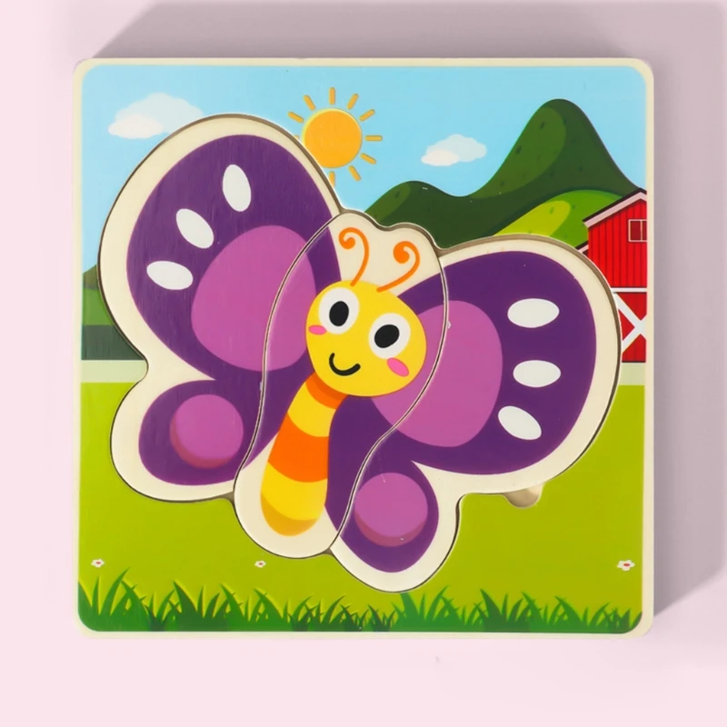 

Wooden Layered Animal Puzzle Matching Toy Tangram for Kids Early Learning & Education Party Supply Hand-Eye Coordination