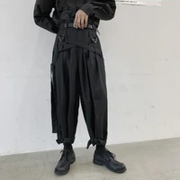 men japan streetwear punk gothic bandage casual harem pant male vintage hip hop wide leg trousers stage clothing kimono pant