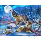 5D алмазная живопись волк семья зима Снежный пейзаж Алмазная мозаика своими руками полная круглая Алмазная вышивка крестиком домашний декор