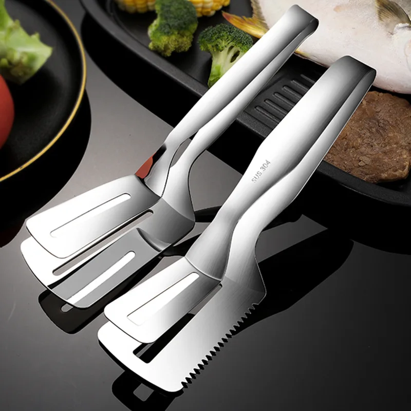 

304 thick steak shovel stainless steel food clip entrainment tooth multifunctional barbecue clip fried fish shovel barbecue clip