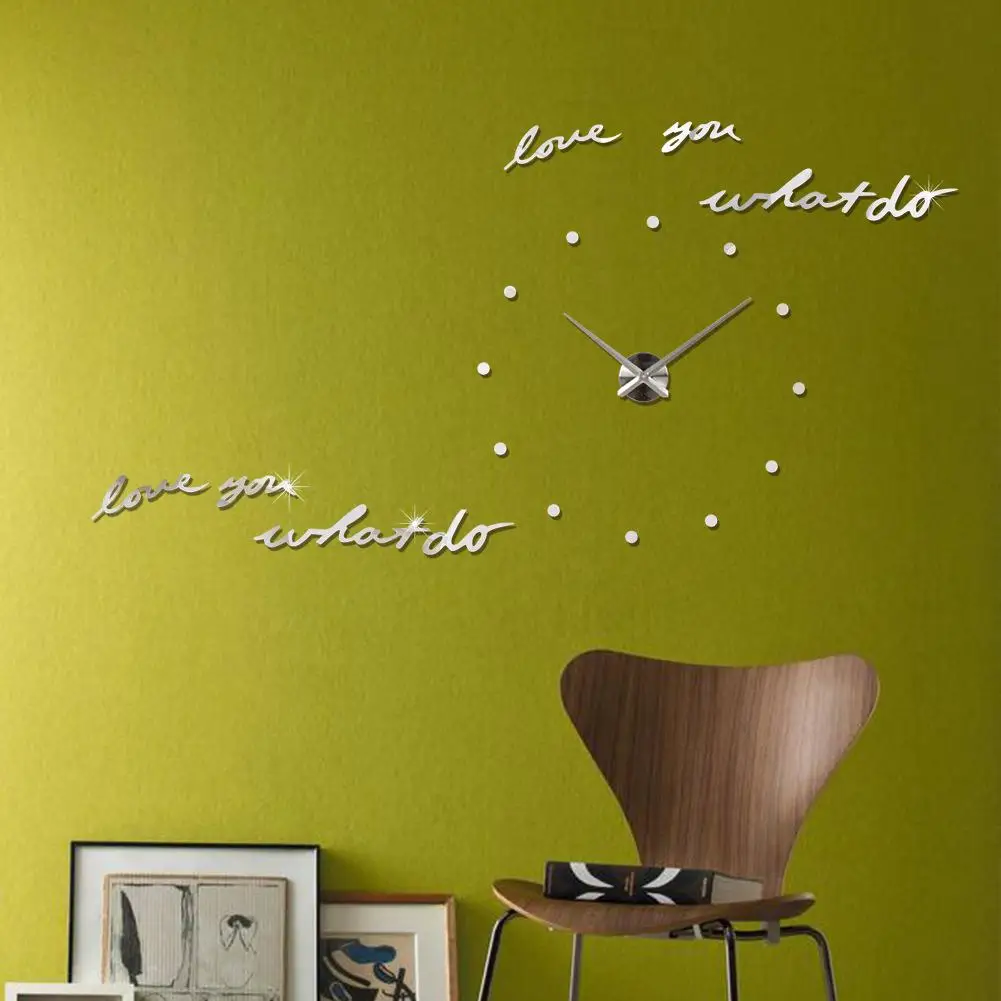 Современные большие настенные 3d-часы с зеркальной поверхностью Самоклеящиеся