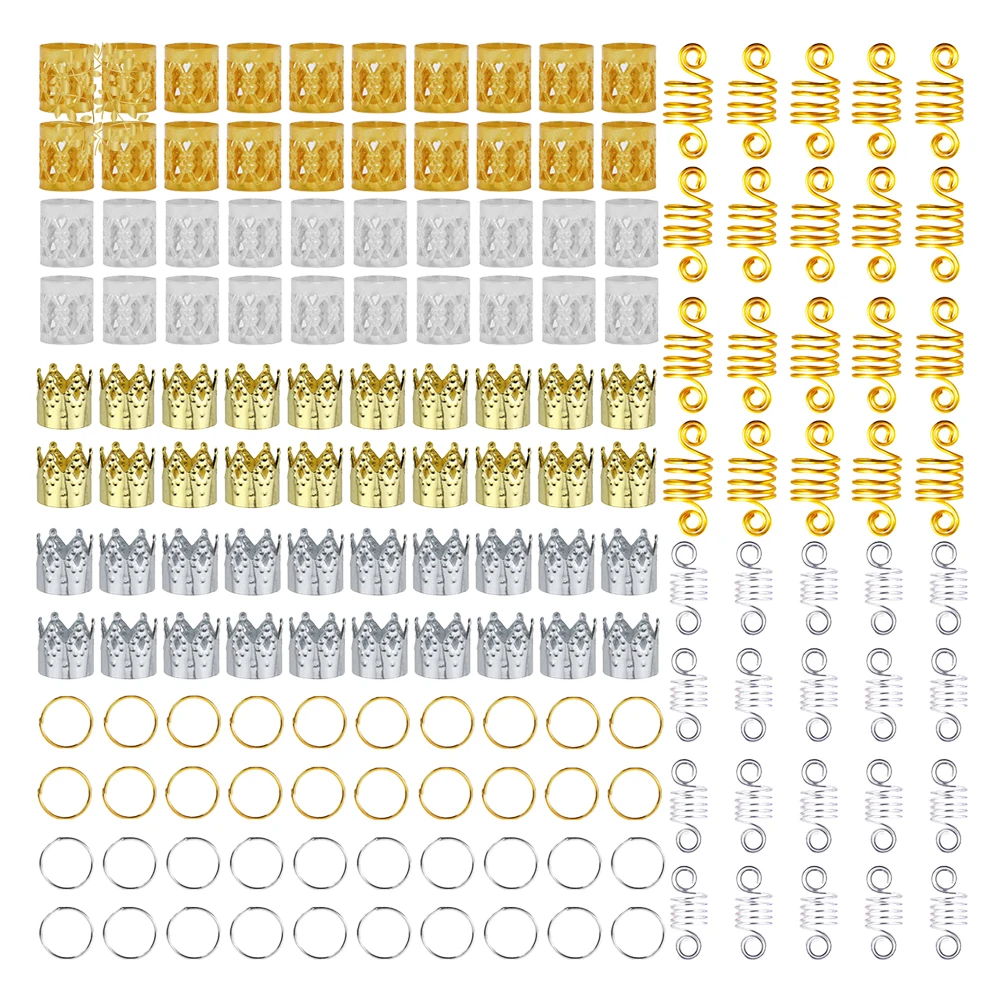 

160pcs Tube Charm Dreadlock Accessories Hair Jewelry Gold Hair Braid Dreadlocks Beads Hair Leaf Star Diy Hair Clip DWH5