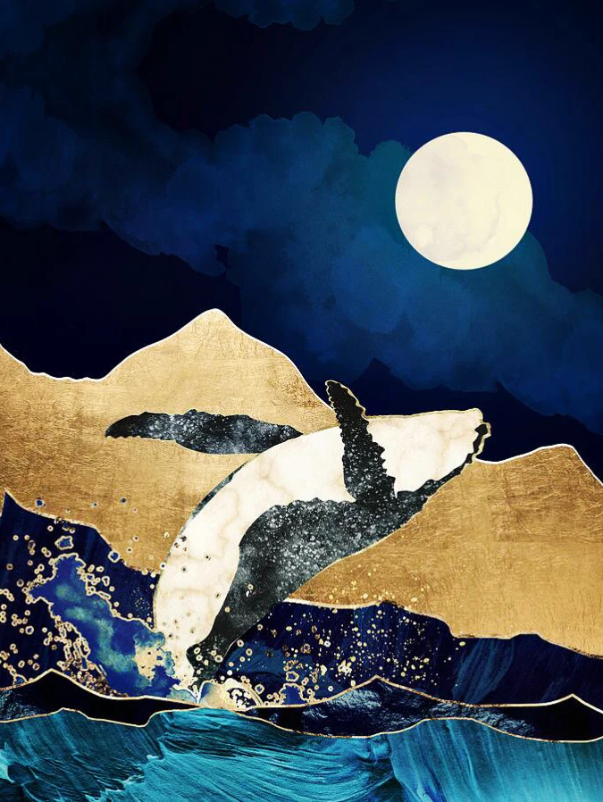 

Современная Абстрактная Золотая синяя КИТ Акула Картина на холсте для гостиной спальни картины и принты настенный постер домашний декор