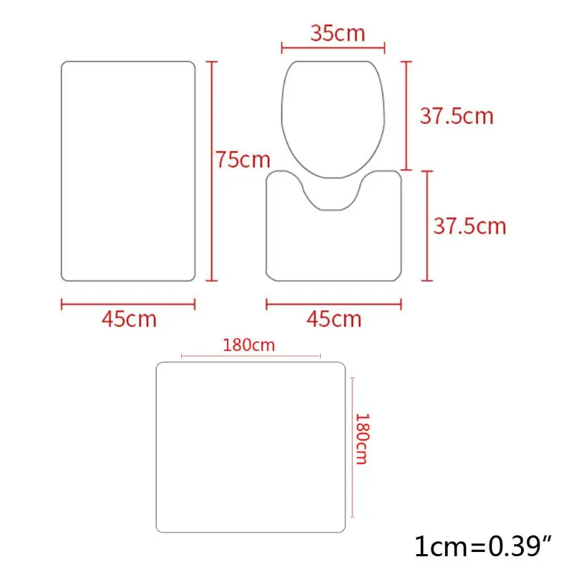 

4PCS/Set Shower Curtain Floor Mat U Shape Mat Toilet Lid Cover Bath Curtain