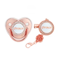 new prince bling luxury baby pacifier chain clip lids infant pacifier silicone baby nipple orthodontic unique baby shower gifts