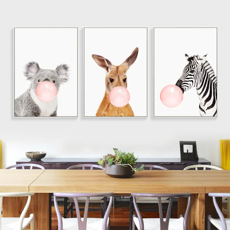 Картина с изображением животных из мультфильма коала кенгуру Зебра на холсте