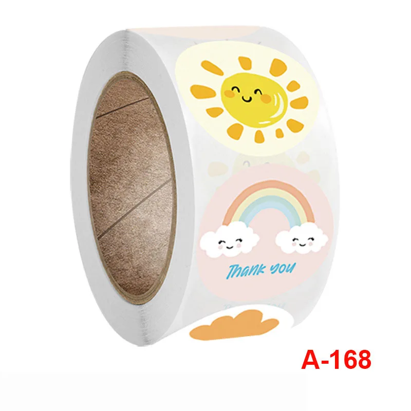 

500pcs/roll Round Weather Flower Thank You Sticker Small Roll Bag Mailing Supplies Handmade Gift Decoration Seal Sticker