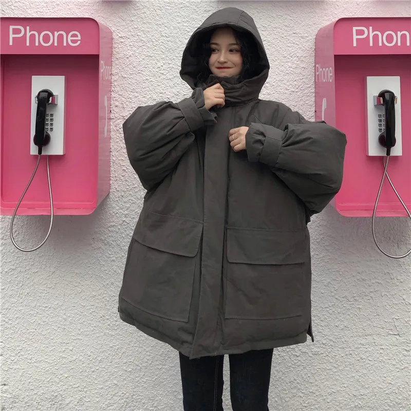 

Korean New Cotton Clothes Thickening Hong Kong Wind Is Loose Windproof Stylish Womens Style Clothing Streetwear Warm Hong