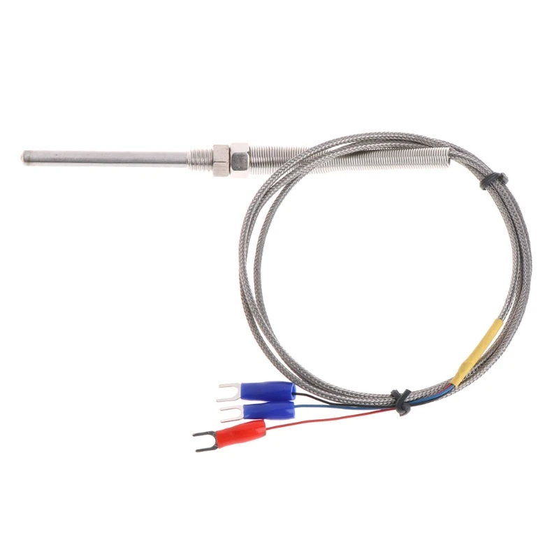 

1M PT100 Thermocouple Probe 5mm x 50mm 3-Wire M8 Thread 3.3Ft Temperature Sensor