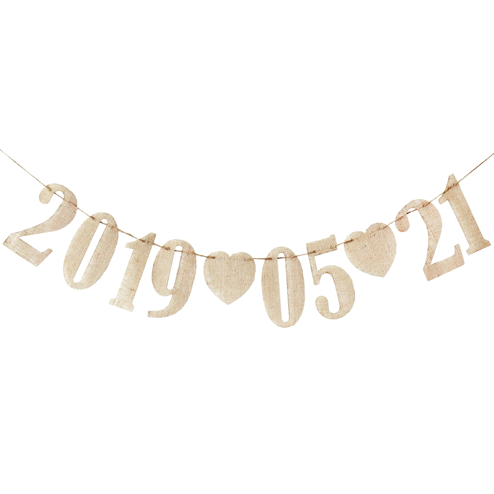 

1pcs Jute Burlap Number Love Bunting Banner Vintage Hessian Love Heart Banners Flag For Wedding Birthday Party Decoration
